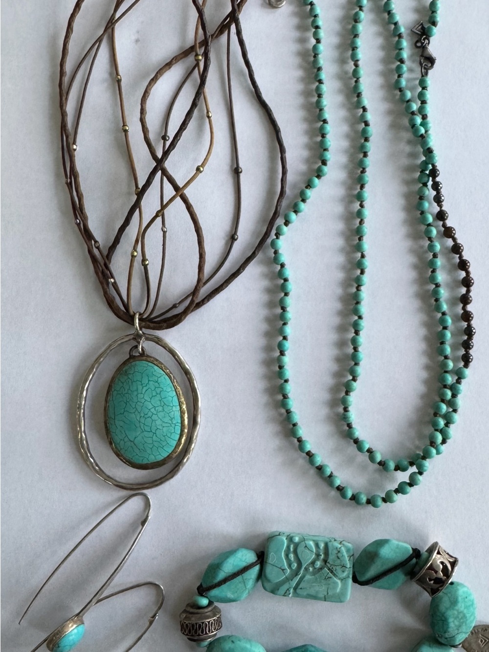 Silpada Turquoise Multi-Strand Pendant and Bead Necklace Set
